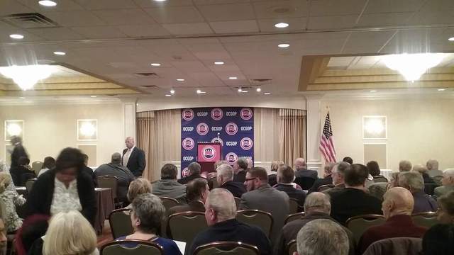 Joseph Rudy Rullo speaks to Ocean County Republicans at a candidates' forum. (Photo: Shorebeat)