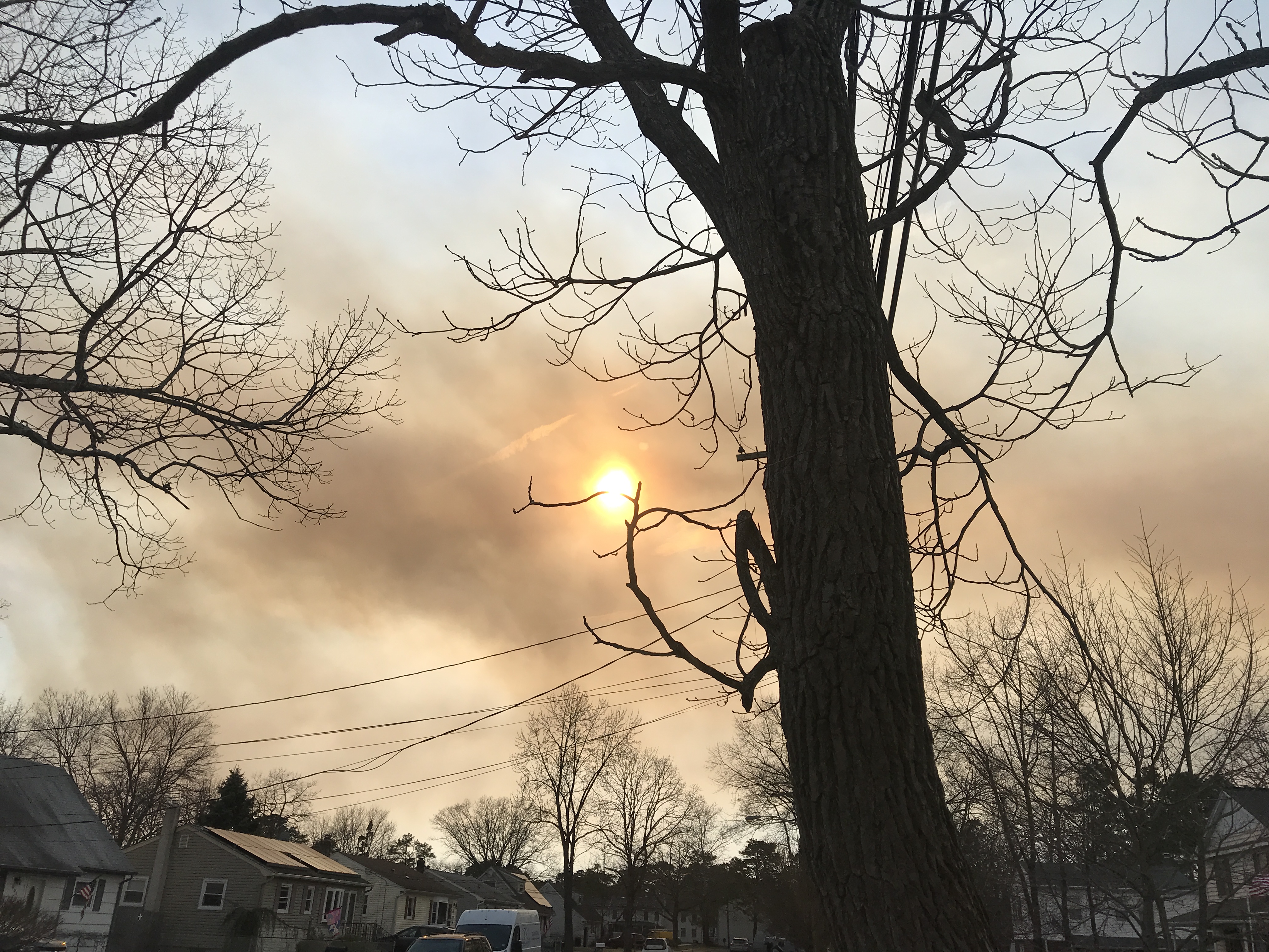 Smoke from the forest fire pillows near the joint base Saturday, March 30, 2019. (Photo: Daniel Nee)
