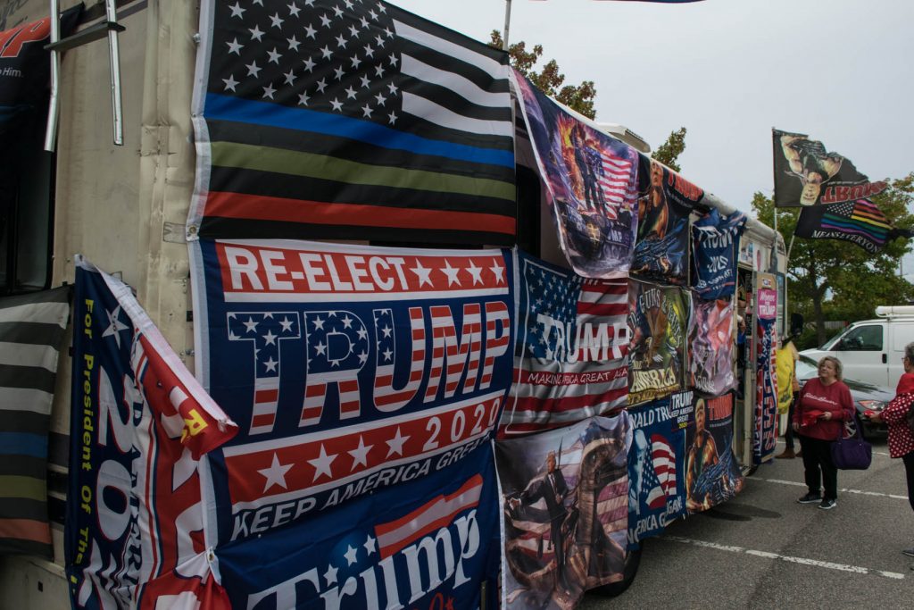 An RV promoting the re-election of President Donald Trump, which was involved in an accident on Oct. 14. (Photo: Daniel Nee)