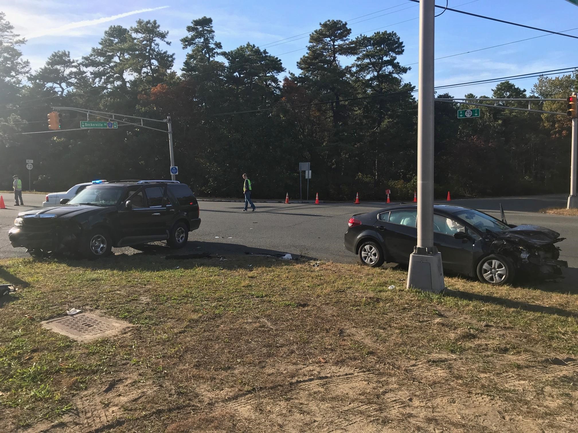The scene of a crash which injured a Toms River woman, Oct. 2017. (Photo: Manchester Police Department)