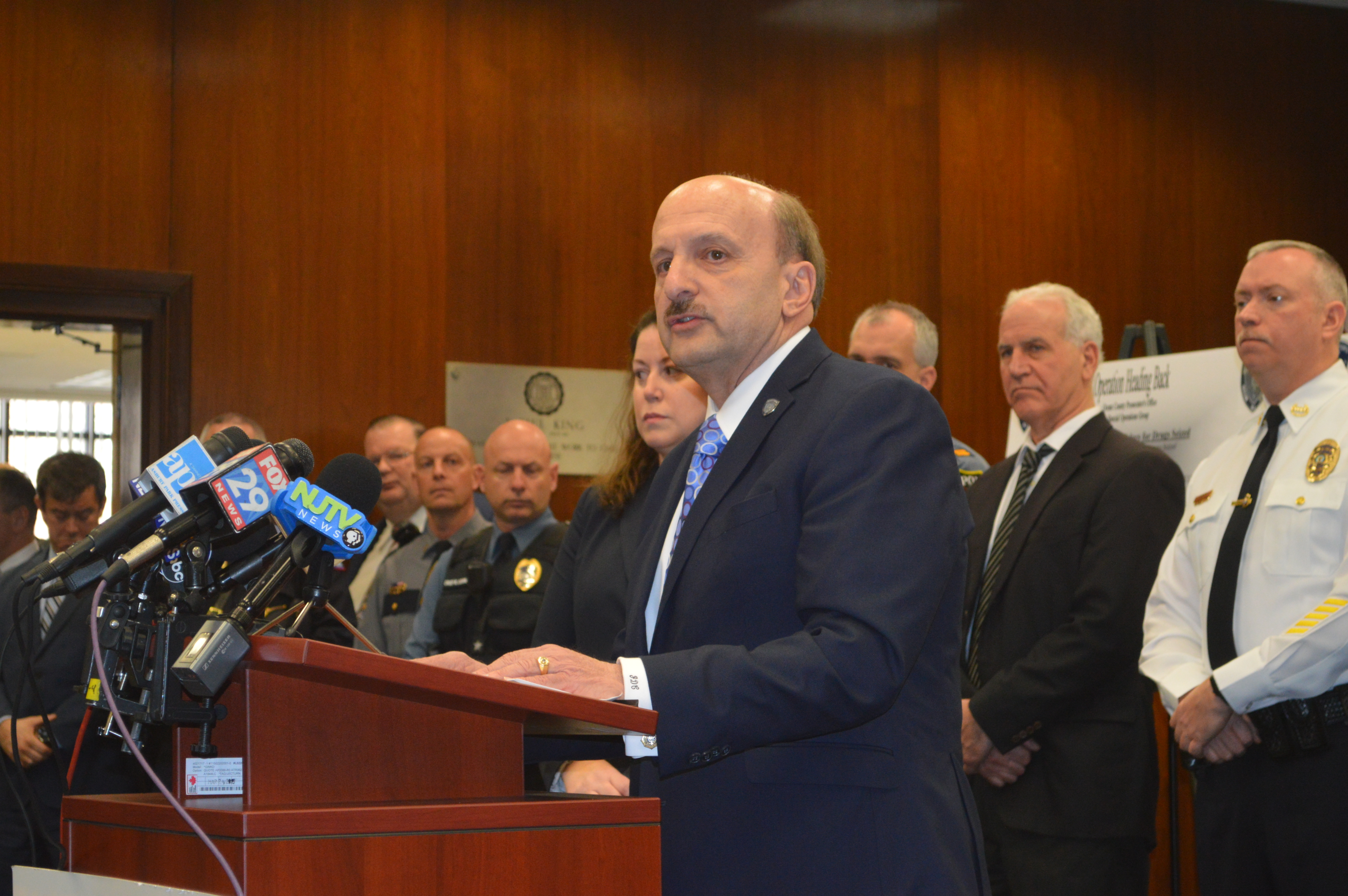 Ocean County Prosecutor Joseph Coronato announces charges in the largest drug bust in county history, March 9, 2018. (Photo: Daniel Nee)