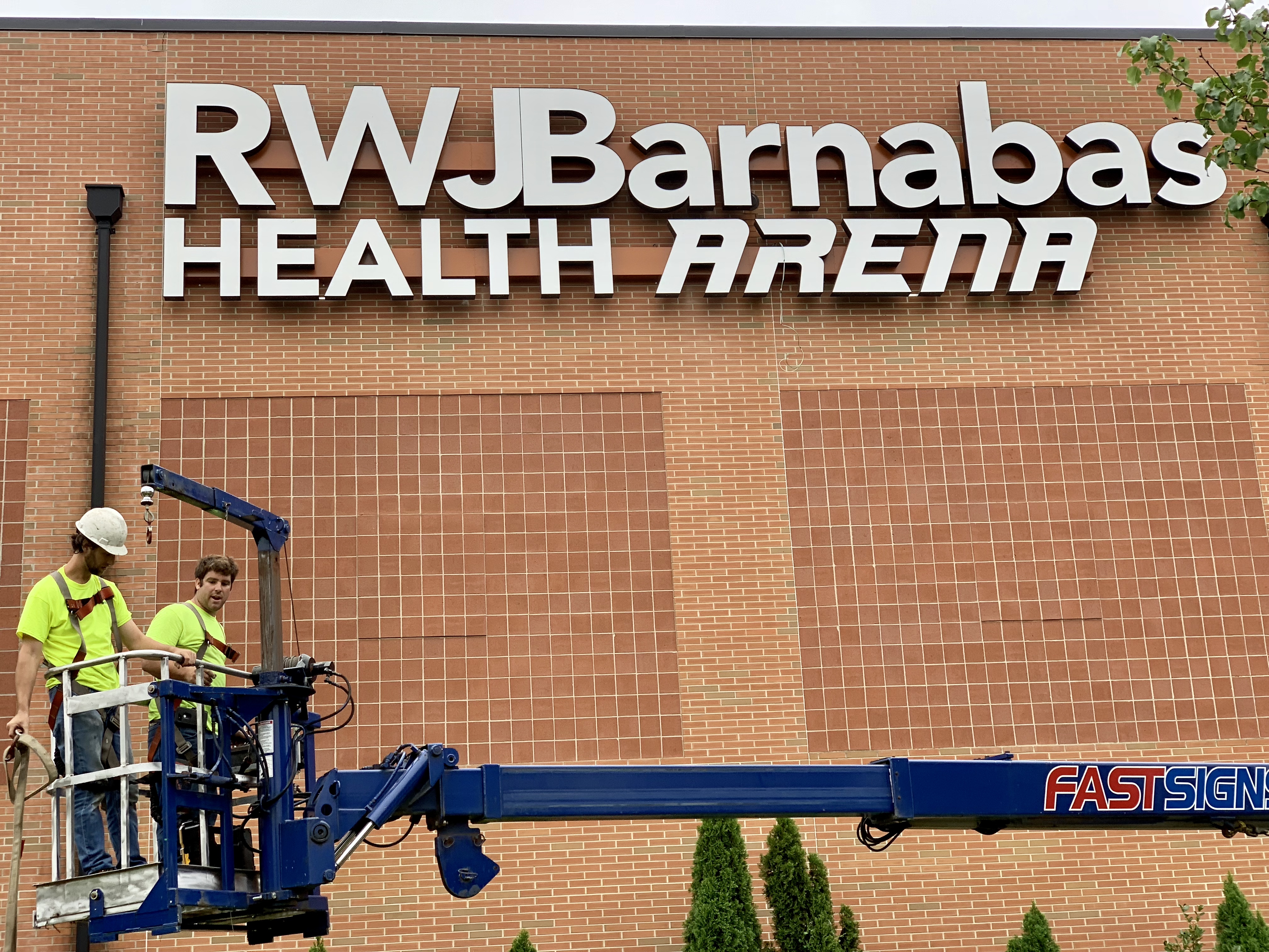 Signage is posted at the RWJ Barnabas Arena in Toms River. (File Photo)
