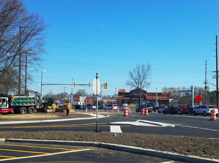Construction at the intersection of routes 37 and 166 in Toms River. (Credit: WOBM)