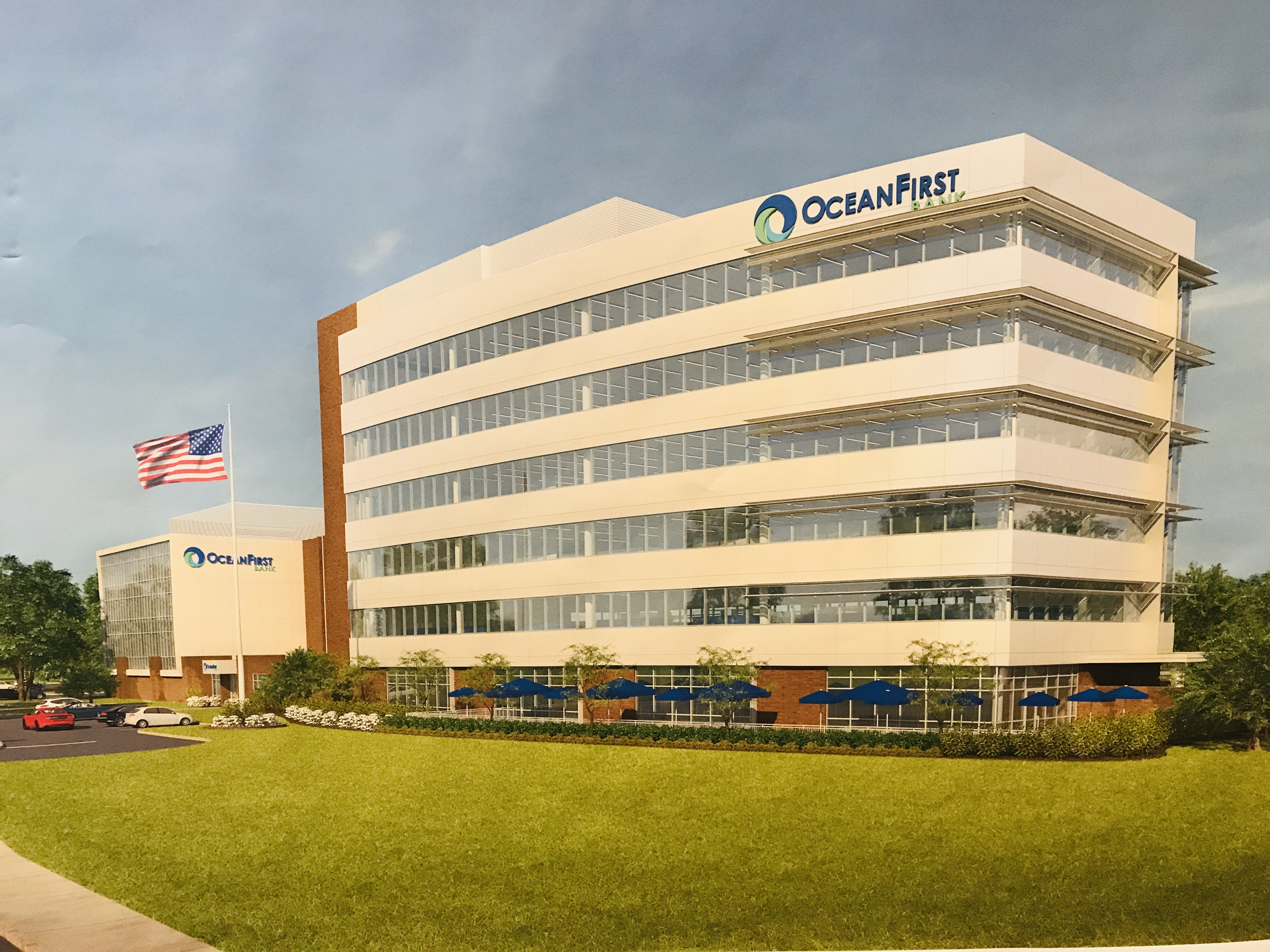 A rendering of the new headquarters of OceanFirst Bank, approved by the Toms River planning board. (Photo: Daniel Nee)