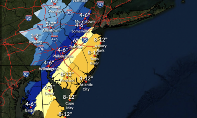 Snowfall predictions for the jan. 28-29, 2022 nor'easter. (Credit: NWS)