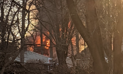 A fire on Monroe Avenue in Toms River, N.J., Feb. 28, 2022. (Credit: Jillian Apa Goodhew/ Facebook Post)