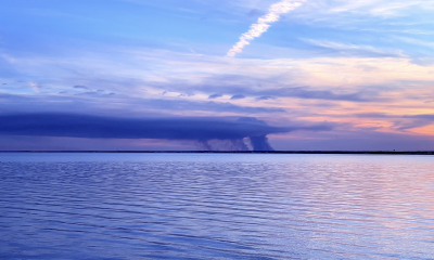Clouds, rays and smoke from a controlled burn over Barnegat Bay, March 8, 2022. (Photo: Daniel Nee)