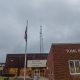 The communications tower at the Toms River Police Department headquarters, Oak Avenue, March 2022. (Photo: Daniel Nee)