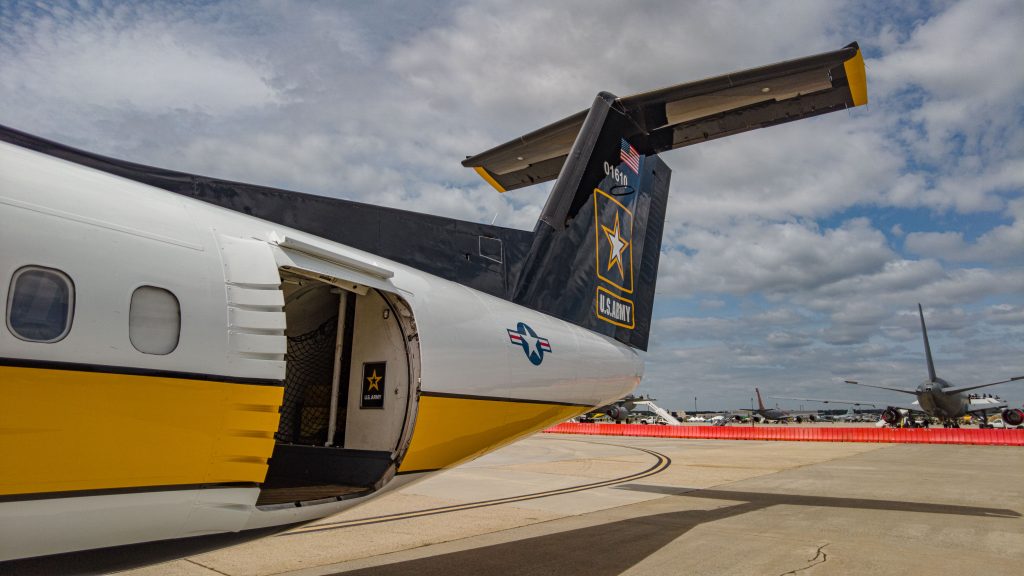 The Dash-8 used by the U.S. Army Golden Knights parachute team. (Photo: Shorebeat)