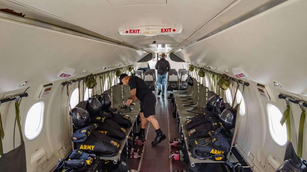 The Dash-8 used by the U.S. Army Golden Knights parachute team. (Photo: Shorebeat)